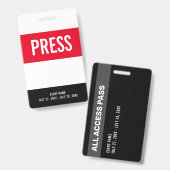 Pers All Access-pas Rode Witte Zwarte ID-badge Badge (Voor- en achterkant)