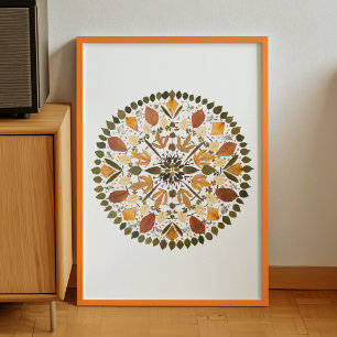Persbloem Mandala l Herfst Botanische Bloem Poster