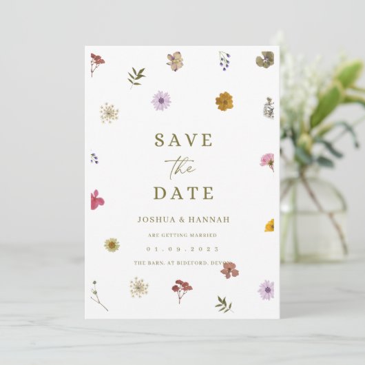 Persbloem save the date uitnodiging  (Staand voorkant)