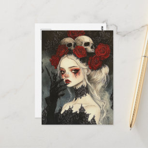 Persephone Goth Rode Rozen Schedels Briefkaart