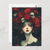 Persephone Rode bloemen en schedels Briefkaart (Voorkant / Achterkant)