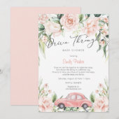 Perserij door Waterverf Floral Baby shower Kaart (Voorkant / Achterkant)