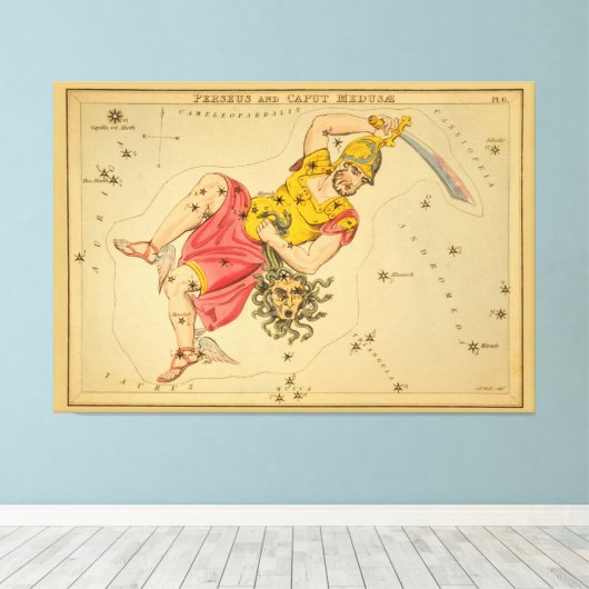 Perseus -  Astronomisch Star Chart Afbeelding Canvas Afdruk (Insitu (Houten vloer))