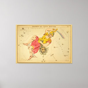 Perseus - Astronomisch Star Chart Afbeelding Canvas Afdruk