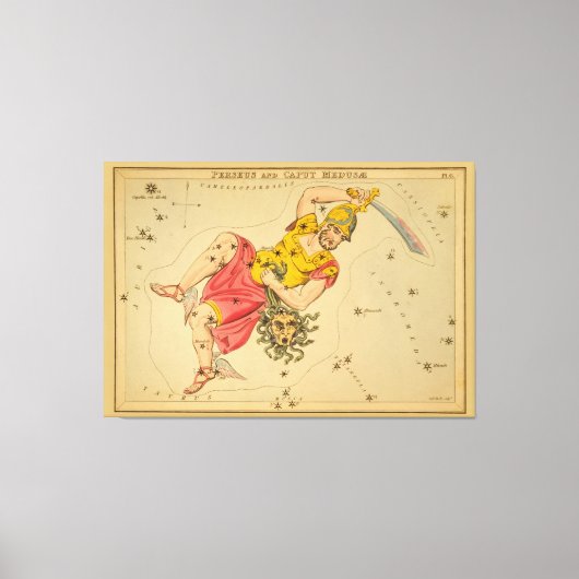 Perseus -  Astronomisch Star Chart Afbeelding Canvas Afdruk (Voorkant)