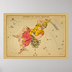 Perseus - Astronomisch Star Chart Afbeelding Poster