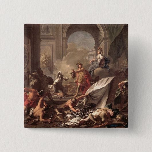 Perseus, beschermd door Minerva Vierkante Button 5,1 Cm (Voorkant)