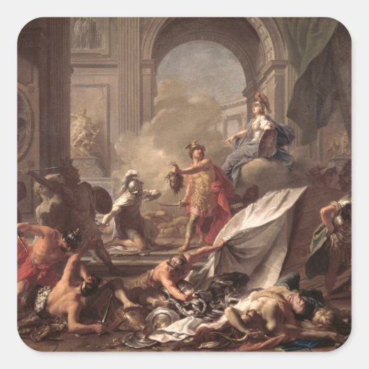 Perseus, beschermd door Minerva Vierkante Sticker (Voorkant)