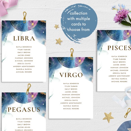 Perseus Celestial Seating Plan Card met gastnamen