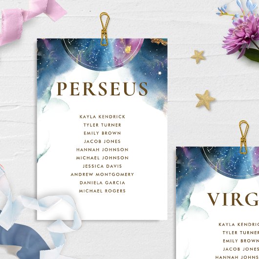Perseus Celestial Seating Plan Card met gastnamen