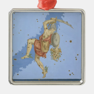 Perseus met het hoofd van Medusa, uit 'Uranometria Metalen Ornament