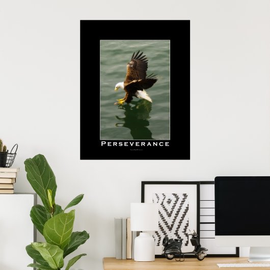 PERSÉVÉRANCE Aigle chauve Poster d'art motivationn (Bureau à domicile)