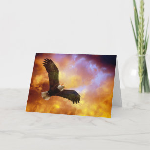 Perseverance-Eagle In Firey Clouds Blank Notecard Kaart