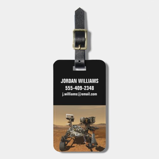 Perseverance Rover werkt op het oppervlak van Mars Bagagelabel (Voorkant verticaal)