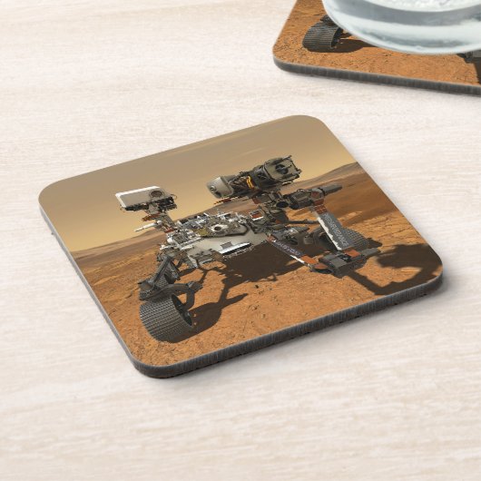 Perseverance Rover werkt op het oppervlak van Mars Bier Onderzetter (Linkerzijde)