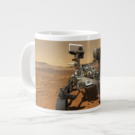 Perseverance Rover werkt op het oppervlak van Mars Extra Grote Beker (Voorkant links)