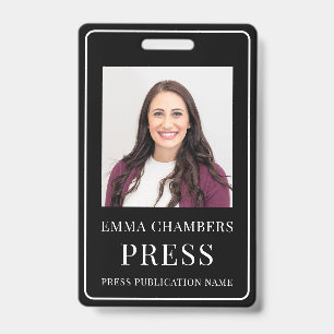 Persfotopas Zwart Witte ID-badge Badge