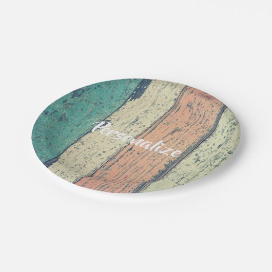 Pershuis geschilderd hout oceanside gestript papieren bordje (Gekanteld)