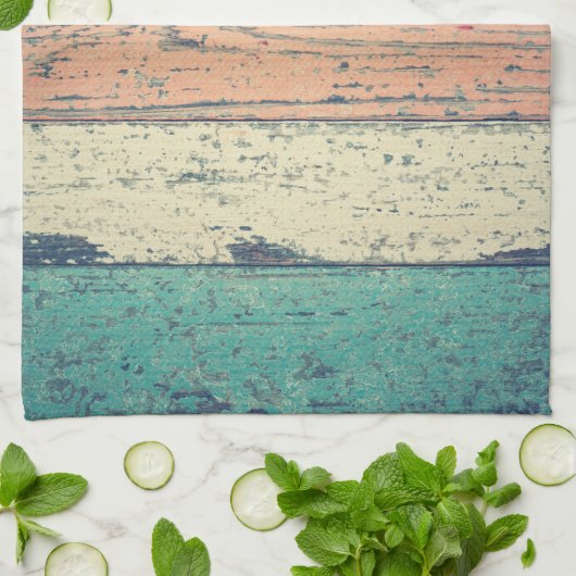 Pershuis geschilderd hout oceanside gestript theedoek (Gevouwen)