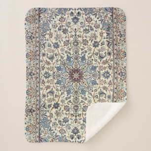 Persia Dusty Blue Gray Accent Sherpa Deken