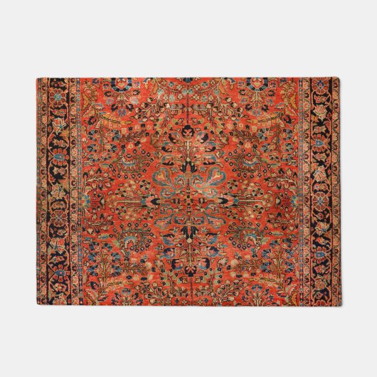 Persia Sarouk Red Yellow Leaf Deurmat (Voorkant)