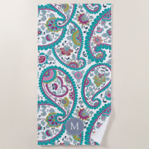 Persian Beach handdoek Paisley Pattern Monogram Be
