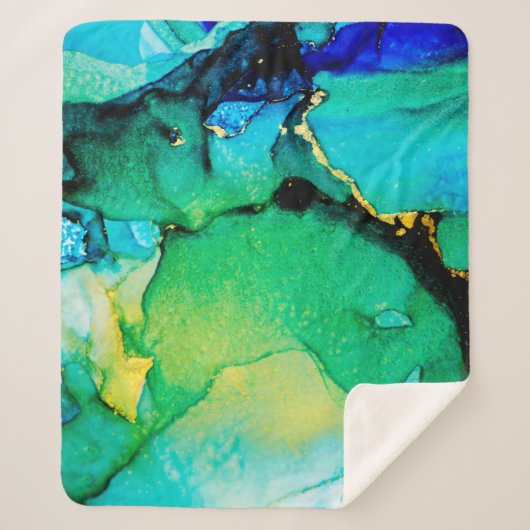 PERSIAN BLUE, chartreuse green. Very beautiful art Sherpa Deken (Voorkant)