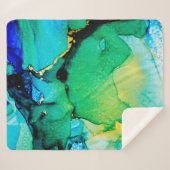 PERSIAN BLUE, chartreuse green. Very beautiful art Sherpa Deken (Voorkant (horizontaal))