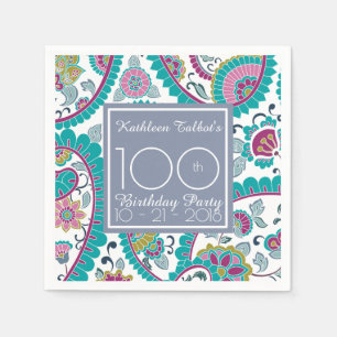 Persian Boteh Paisley 100th Birthday Party Paper N Servet