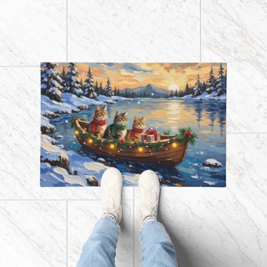 Persian Cat Christmas Boat Holiday Deurmat (Binnen)