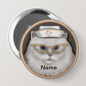 Persian cat nurse  ronde button 4,0 cm (Voorkant /achterkant)