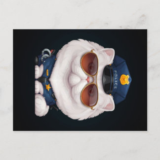 Persian Cat Police Officer Aankondigingskaart