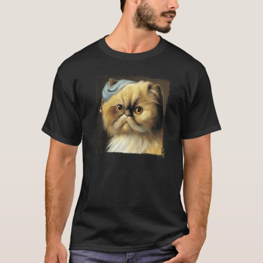 Persian cat with a pear earring classical parody f t-shirt (Voorkant)