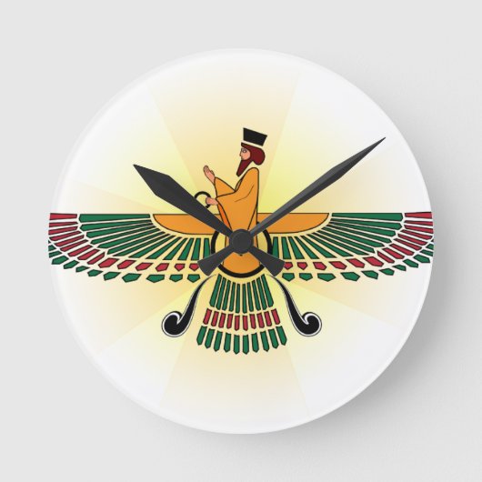 Persian Farvahar Clock Ronde Klok (Voorkant)
