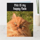 PERSIAN GINGER CHAT FUNNY HAPPY FACE CARTE D'ANNIV (Devant)