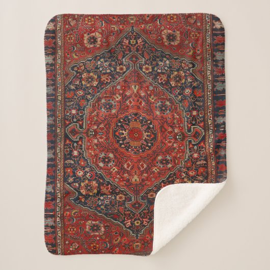 Persian Joshan Red Rusty Blue  Sherpa Deken (Voorkant)