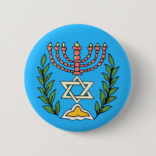 Persian Magen David Menorah Ronde Button 5,7 Cm