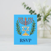 Persian Magen David Menorah RSVP Kaartje (Staand voorkant)