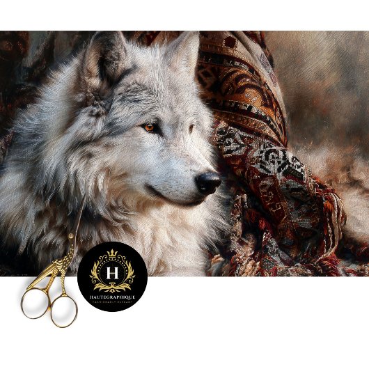 Persian Rug White Wolf Portrait Tissuepapier
