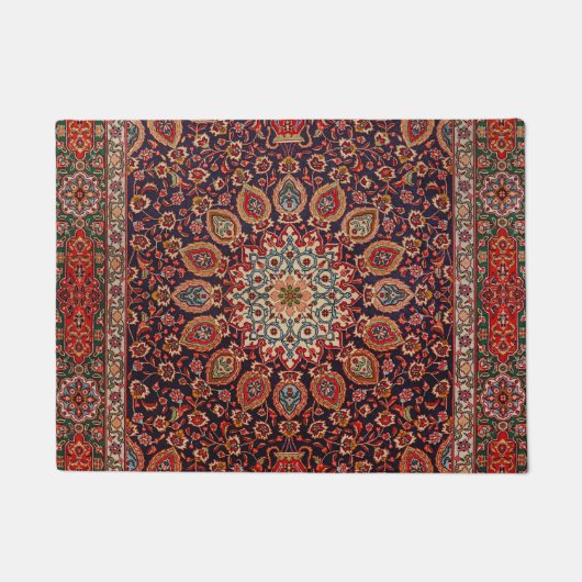 Persian Tabriz Black Radial Geometric  Deurmat (Voorkant)