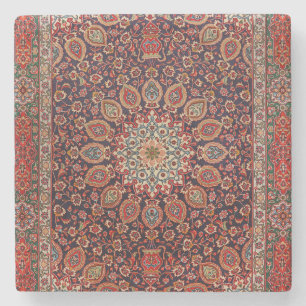 Persian Tabriz Black Radial Geometric  Stenen Onderzetter