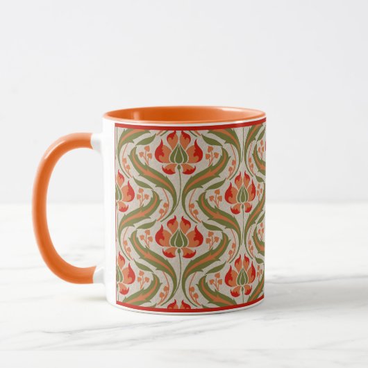 Persimmon Fleur sauvage Damask Coffee Mug (Gauche)