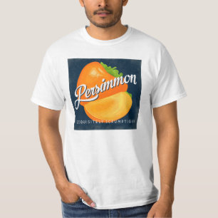 Persimmon Fruit Label Retro T-shirt