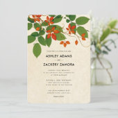 Persimmon & Green Floral Vine Faire-part de mariag (Debout devant)