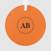 Persimmon oranje vaste kleur met monogram ornament (achterkant)