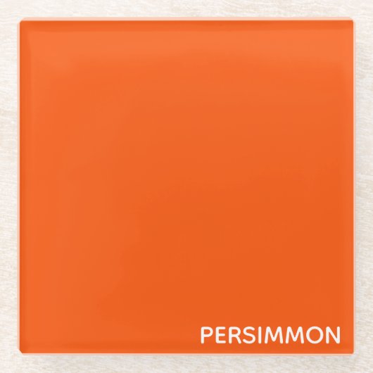 Persimmon rode kleurnaam glazen onderzetter (Voorkant)