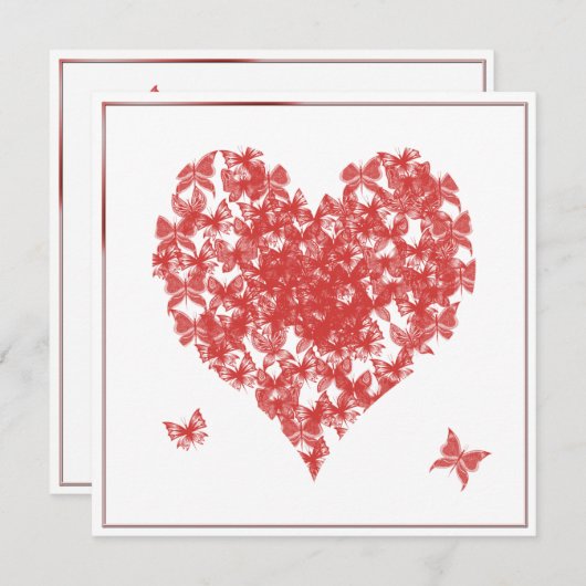 Persimmon Rose Papillon Faire-part de mariage de c (Devant / Derrière)