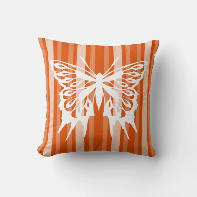 Persimmon Victoriaans Stripe met Butterfly Kussen (Voorkant)