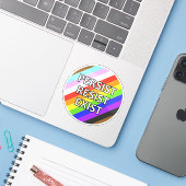 Persistent/Resist/Exist Ronde Vinyl Sticker (Laptop met iPhone)