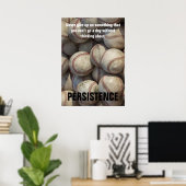 Persistentie Baseball Inspirerend Motivatie Poster (Thuiskantoor)